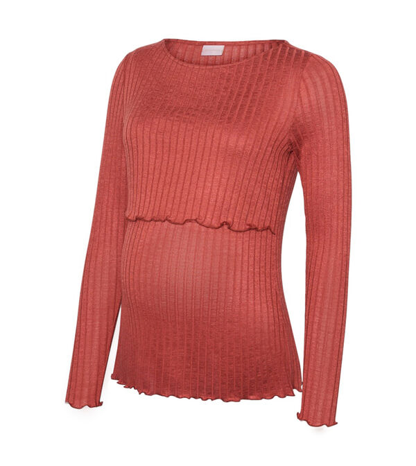 Mamalicious Top de maternity e amamenta&ccedil;&atilde;o de manga comprida  vermelho
