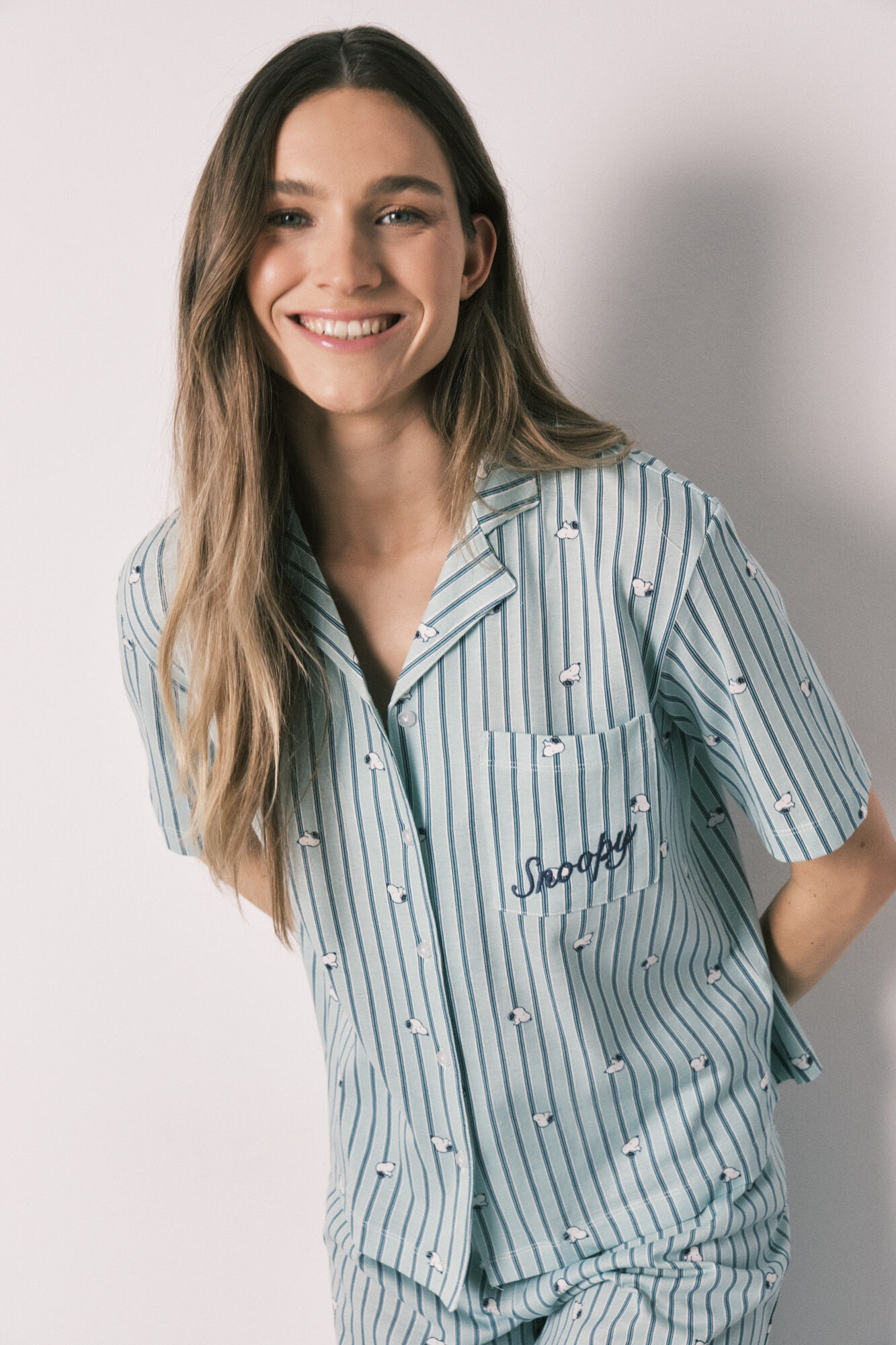 Women'secret Green cotton classic pyjamas Snoopy