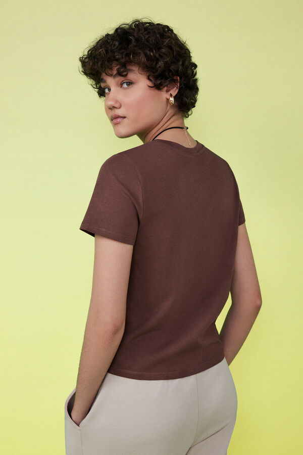Womensecret Camiseta 100% algodón marrón logo marrón