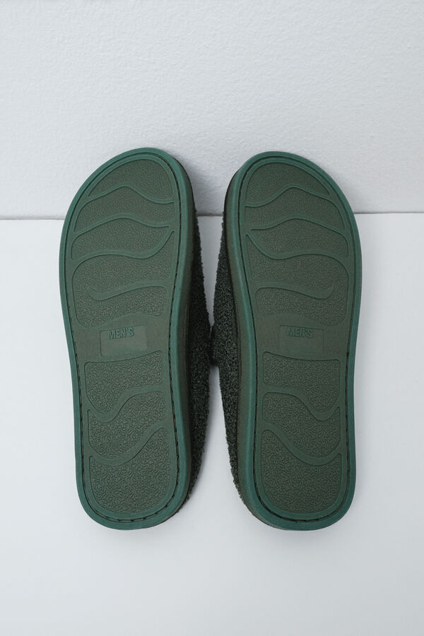 Women'secret Pantoufles en peau de mouton verte vert