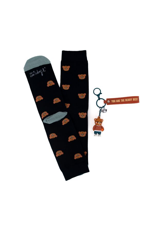 Mr. Wonderful Sock and key ring set - You are the beary best printed