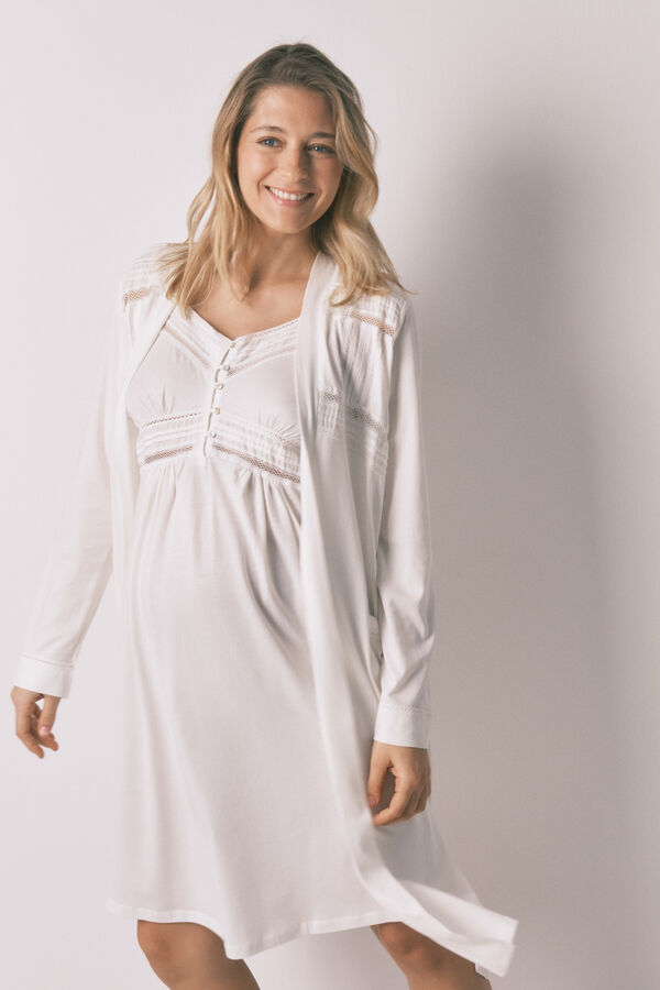 Women'secret White cotton midi robe maternity beige