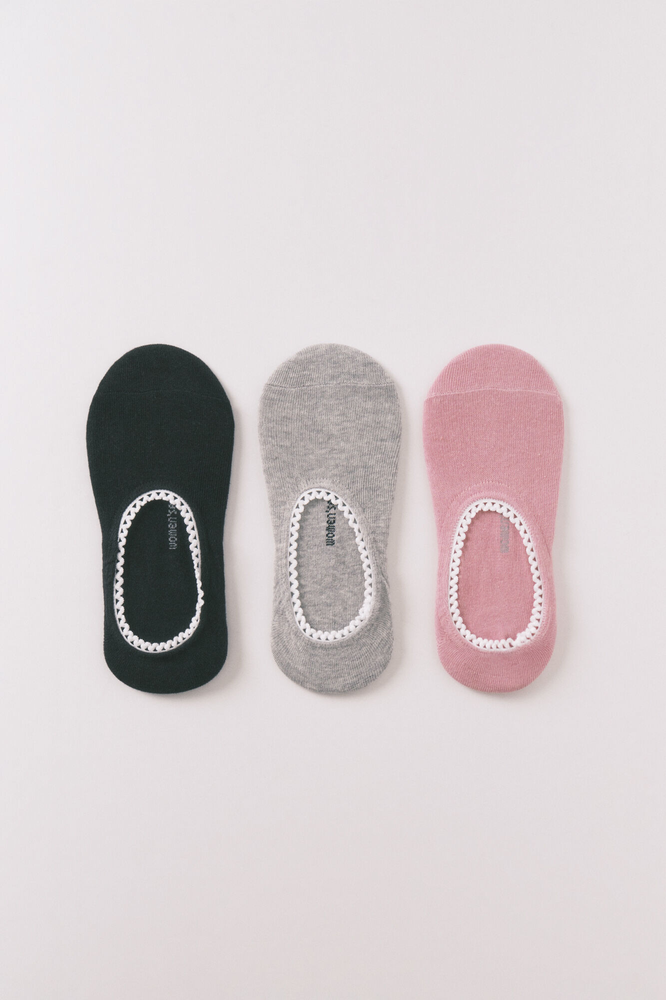 Women'secret White logo no-show 3-pack socks