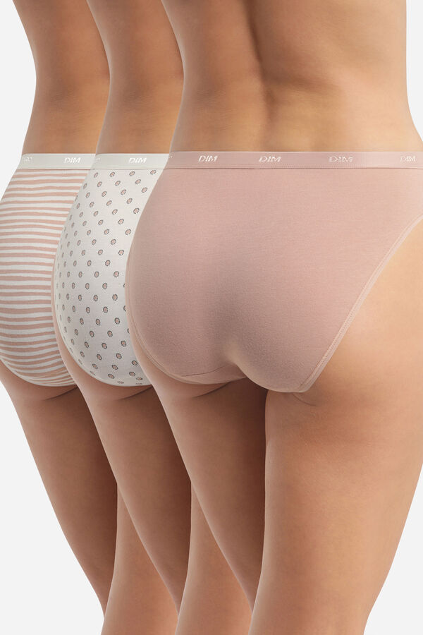 Womensecret Pack of 3 stretch printed cotton panties marron