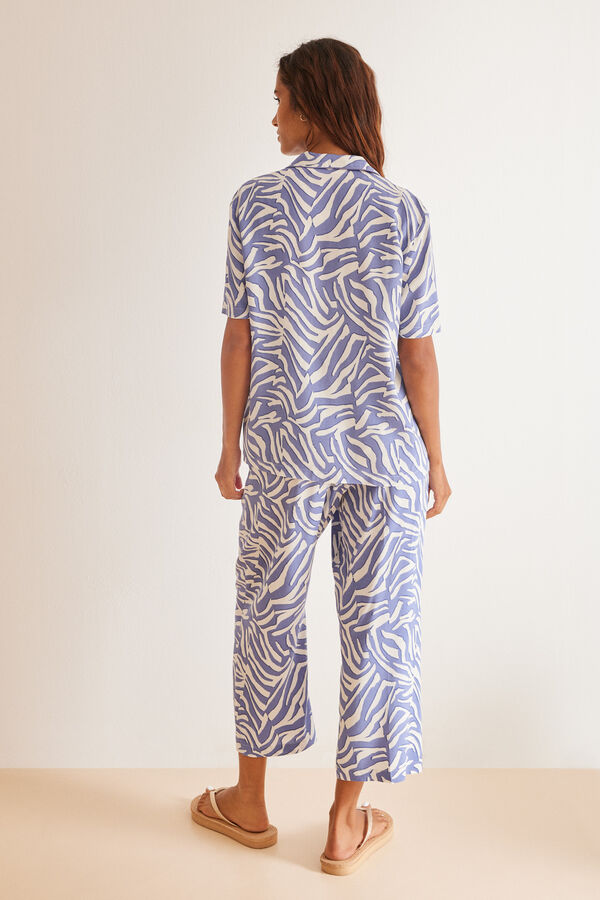 Womensecret Pyjama chemise Capri zèbre bleu bleu