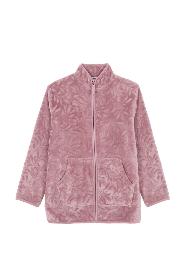 Womensecret Pink fluffy zip-up robe pink