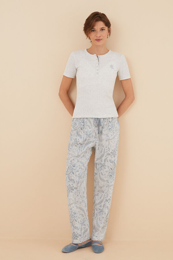 Womensecret Pijama pantalón largo 100% algodón Paisley gris