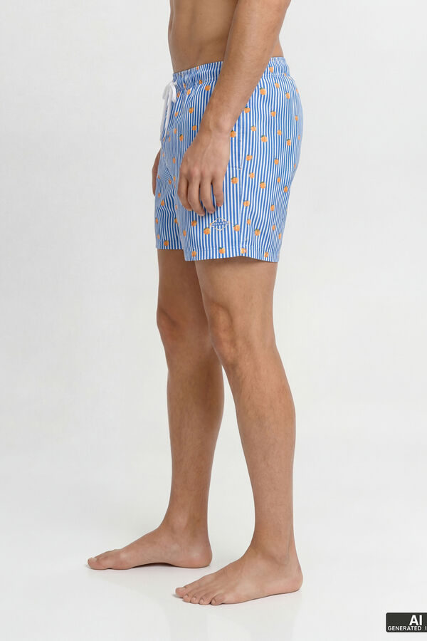Jack & Jones Striped logo print swimwear blue