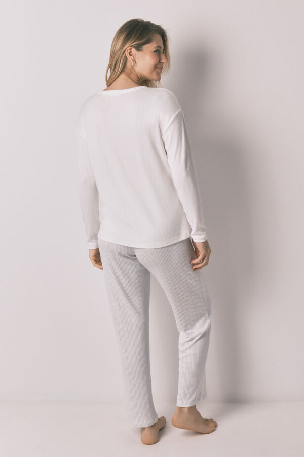 Women'secret Blue jersey-knit long maternity pyjamas blue