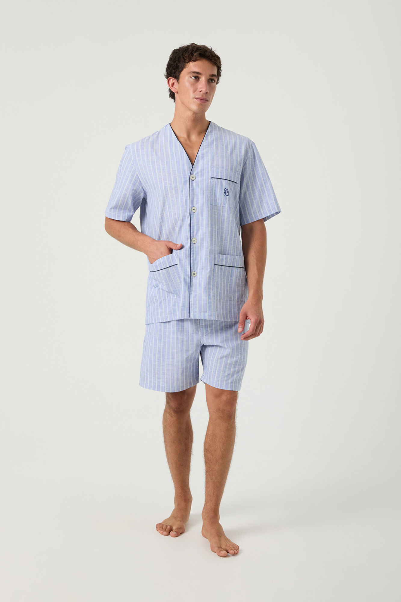 Kiff-Kiff Pijama corto popel&iacute;n rayas