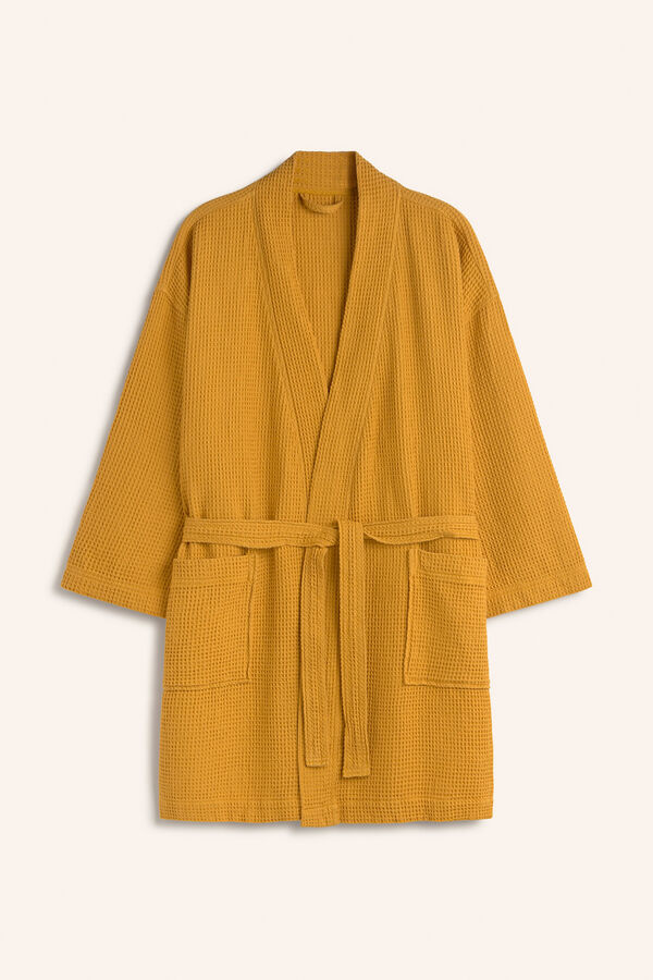 Calma House Albornoz de nido de abeja mostaza Jupiter amarillo