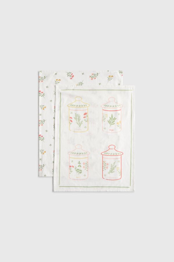 Textura Printed cotton dishcloth set green