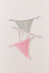 HI&BYE Green, pink and dark pink 3-pack thongs white