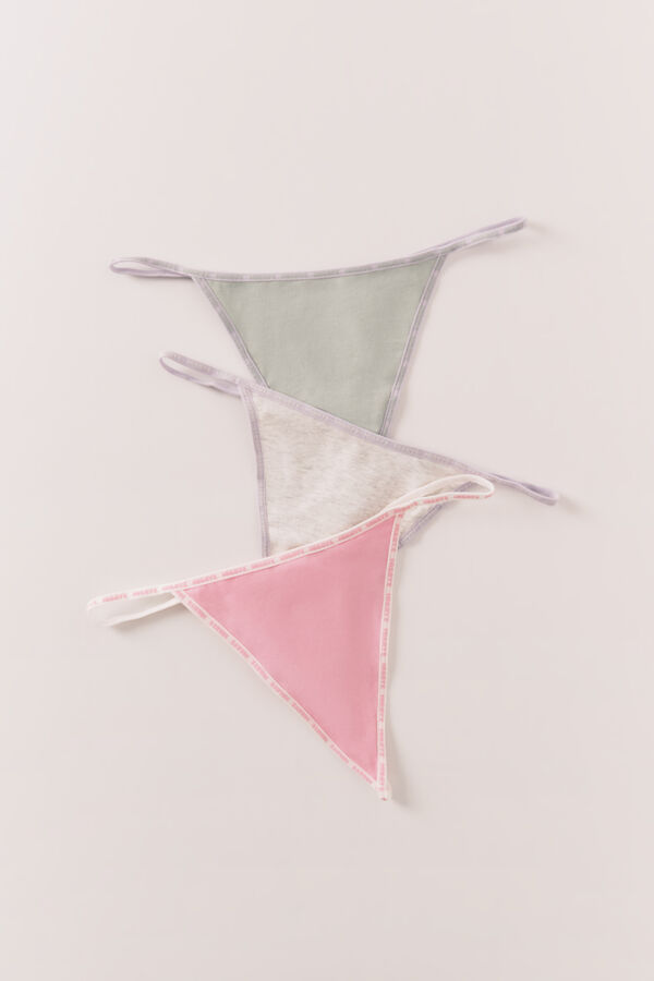 HI&BYE Green, pink and dark pink 3-pack thongs white