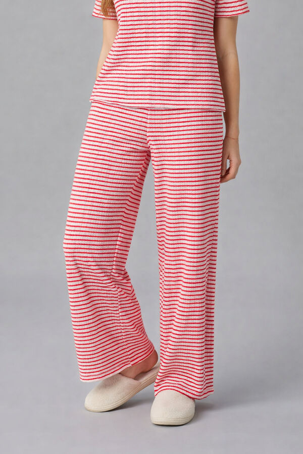 Lmtd Pantal&oacute;n de punto rayas y cintura el&aacute;stica rosa