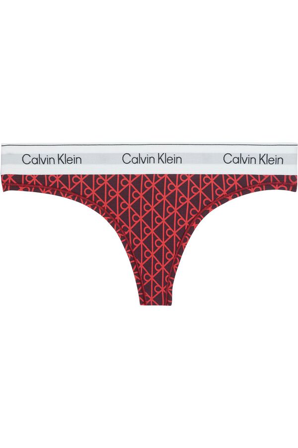 Calvin Klein Cueca tanga de algod&atilde;o com logo estampado