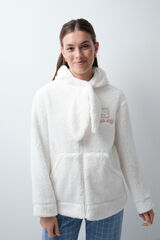 Women'secret Hello Kitty faux shearling short robe beige