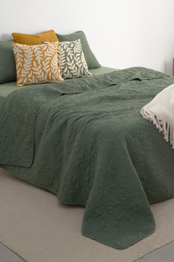 Textura Reversible embroidered polka-dot duvet green