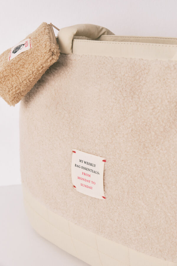 Women'secret Bolso grande acolchado beige Snoopy beige