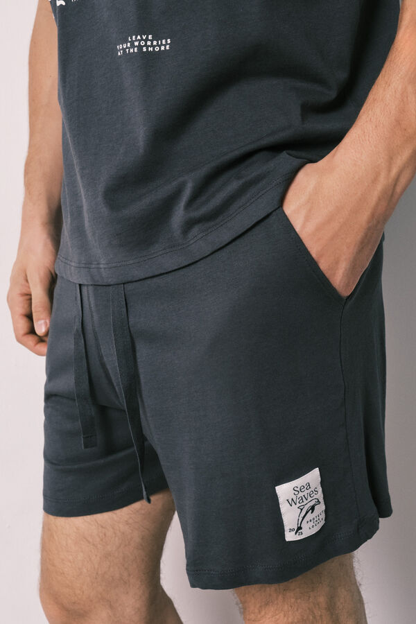 Women'secret Navy cotton men's short pyjamas black