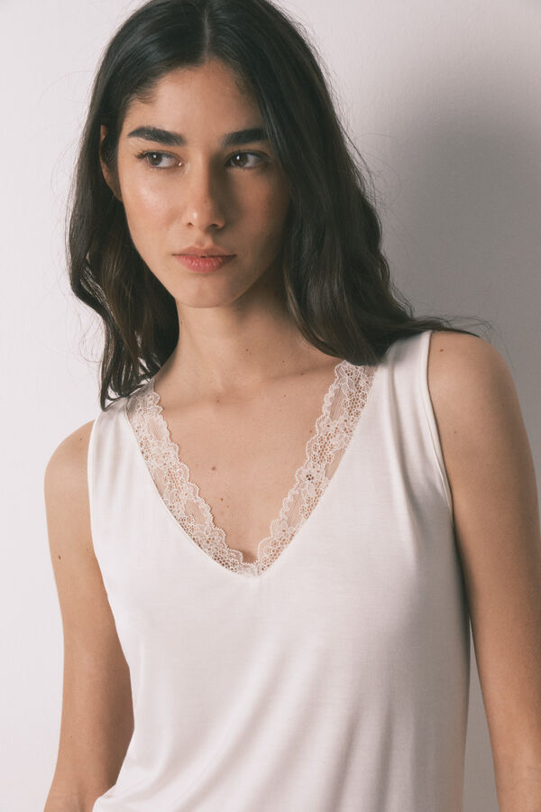 Women'secret Beige jersey-knit super soft T-shirt beige