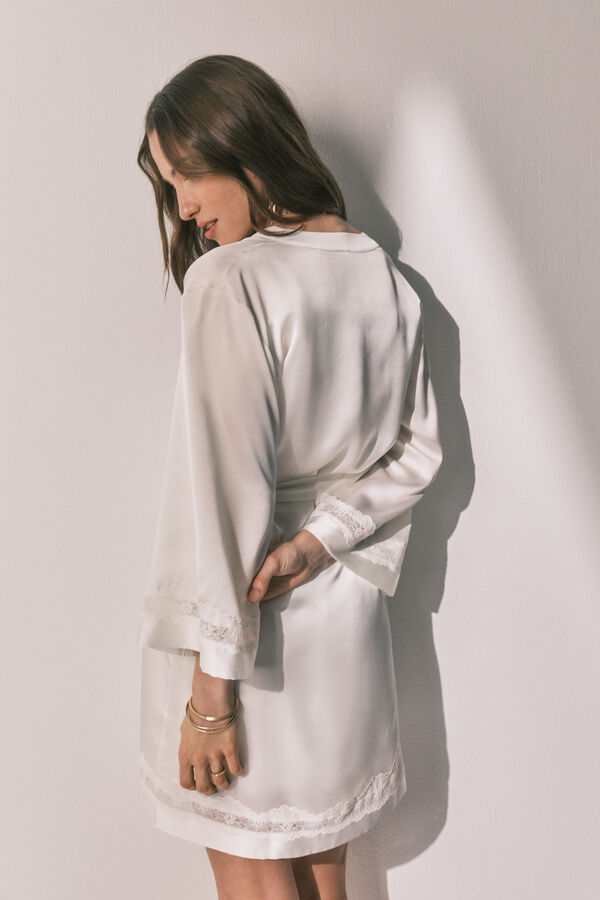 Women'secret Beige satin long robe beige