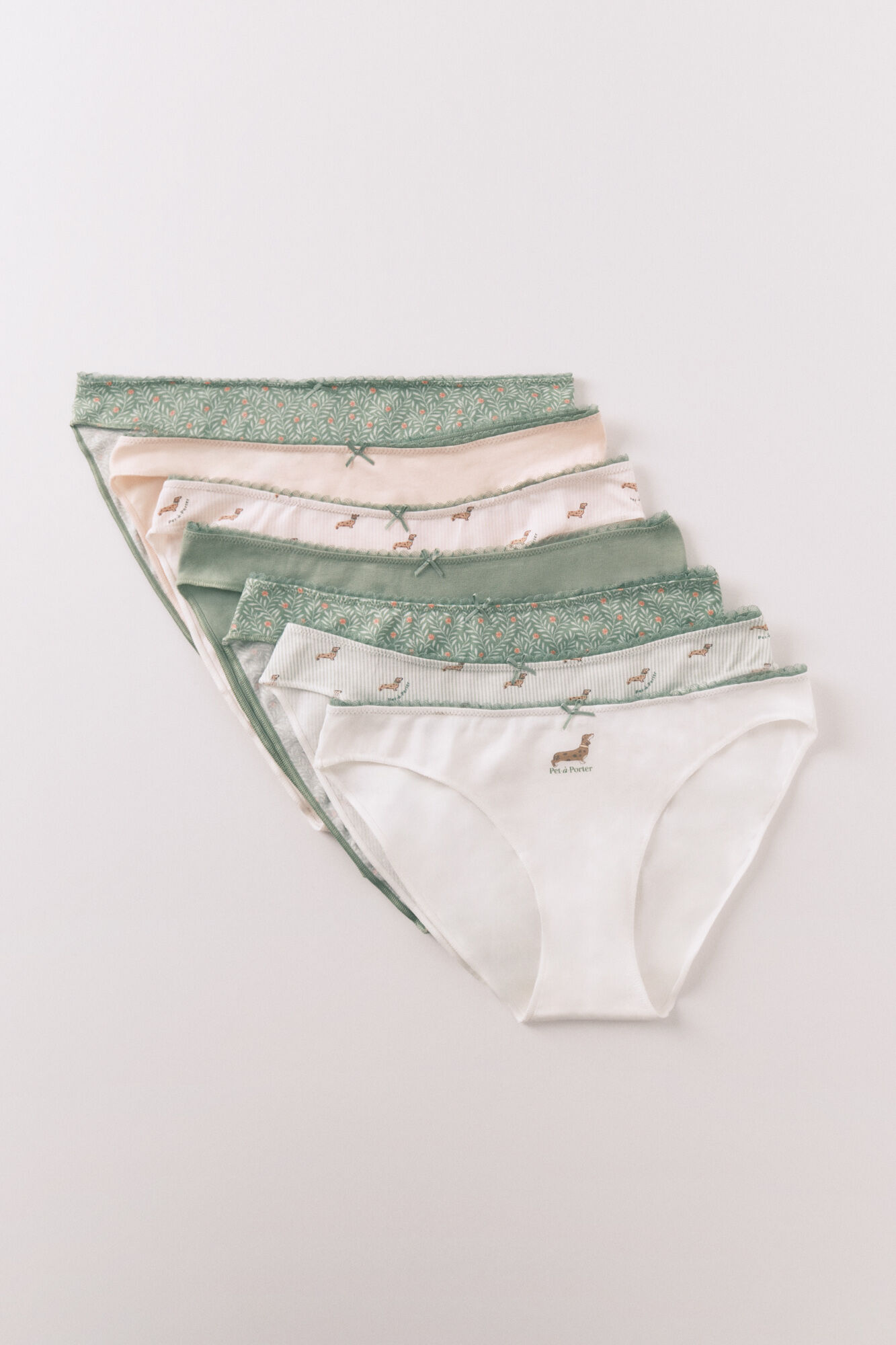 Women'secret 7-pack pink and green cotton classic panties