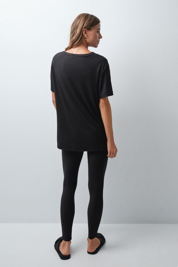 Women'secret Black long pyjamas T-shirt leggings black