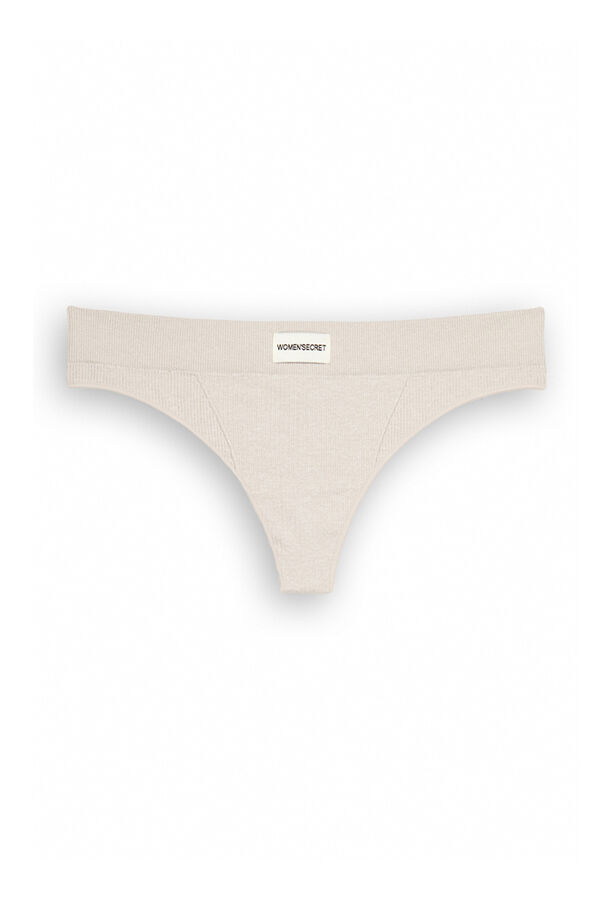 Womensecret Seamless ivory ribbed thong beige