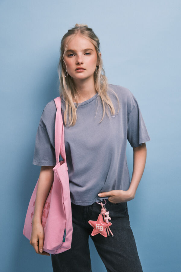 HI&BYE Blue cotton short sleeve T-shirt blue