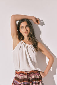 Women'secret White bead strap top