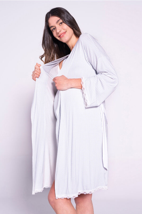 Womensecret Maternity robe in vichy print blue
