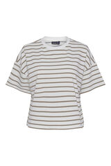 Womensecret Striped terrycloth T-shirt with closed neck and short sleeves. Bijela