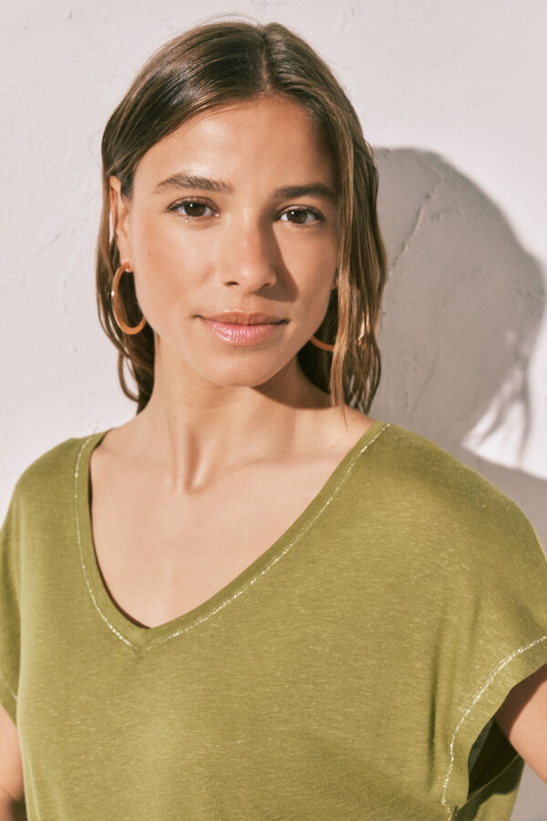 Women'secret Green short sleeve T-shirt beige