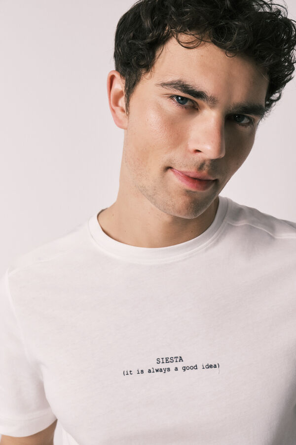 Women'secret Striped 100% cotton short men's pyjamas beige