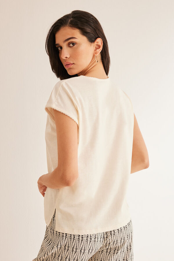 Womensecret T-shirt coton ivoire beige