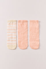 Women'secret Khaki patterned and textured 3-pack ankle socks printed