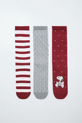 Women'secret Red Snoopy 3-pack long socks brown