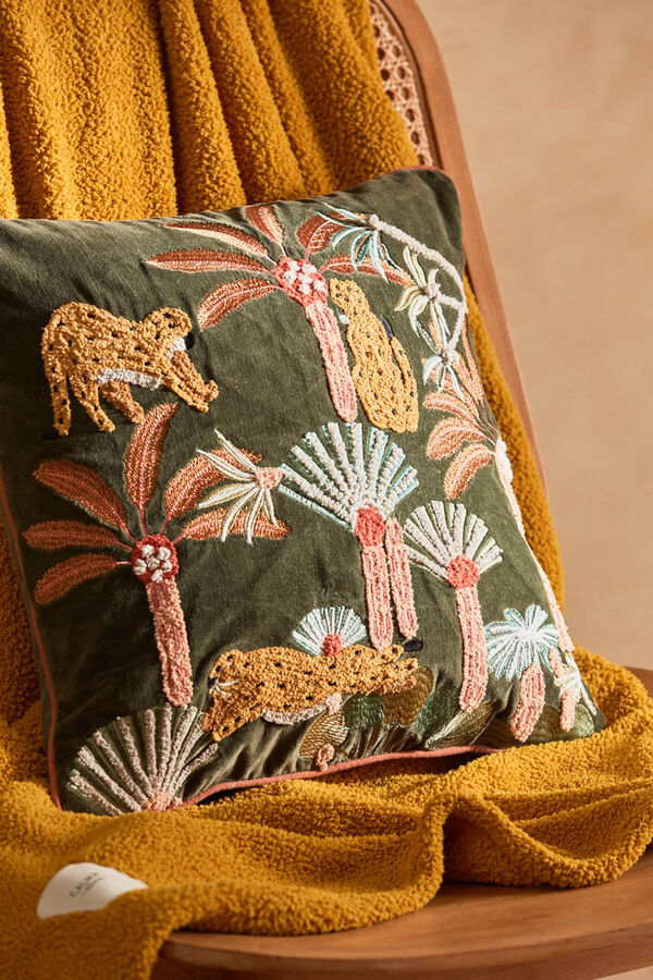 Womensecret Palmera embroidered cotton cushion cover imprimé