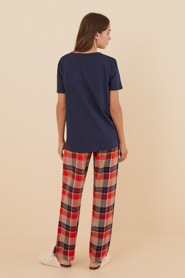 Womensecret Pyjama 100 % coton Miffy à carreaux bleu