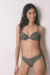 Women'secret Khaki lace V-waist thong beige