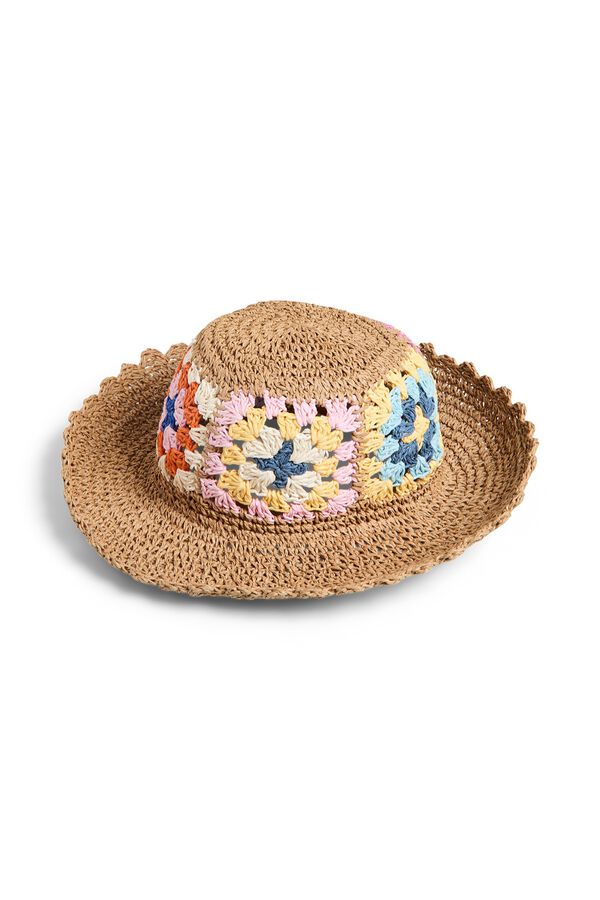 Pieces Chapeau en paille colorblock nude