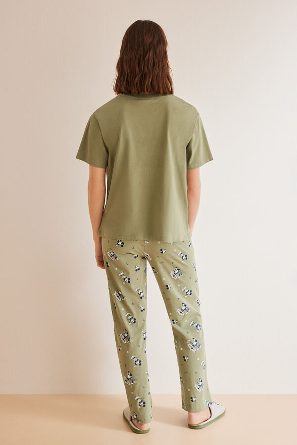 Womensecret Zelena pidžama od 100% pamuka Mickey Zelena