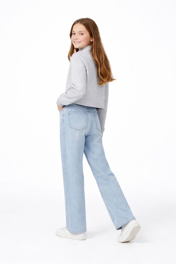 Lmtd Long sleeve ribbed high neck zip-up jacket grey