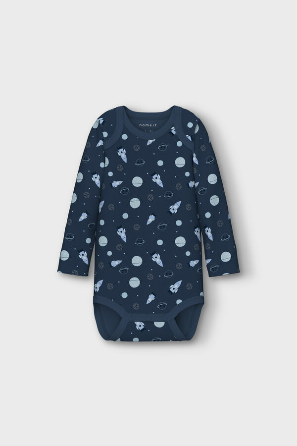 Name it Set of 3 baby boy space bodysuits blue