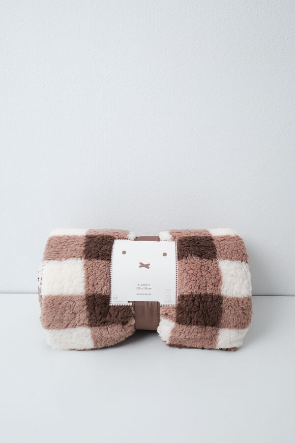 Women'secret Miffy plaid fleece blanket nude