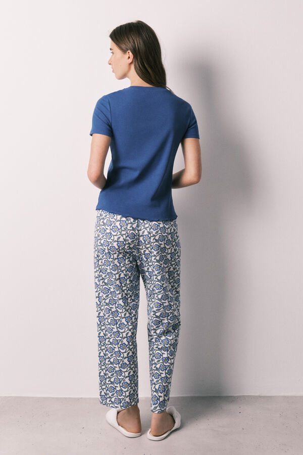 Women'secret Blue printed cotton capri pyjamas blue
