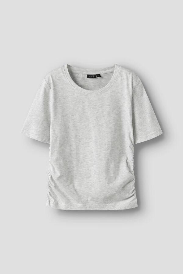 Lmtd Camiseta de manga corta con fruncido gris