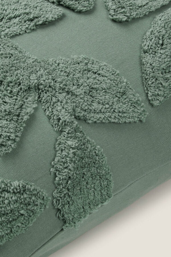 Textura Funda coj&iacute;n bordado hojas verde