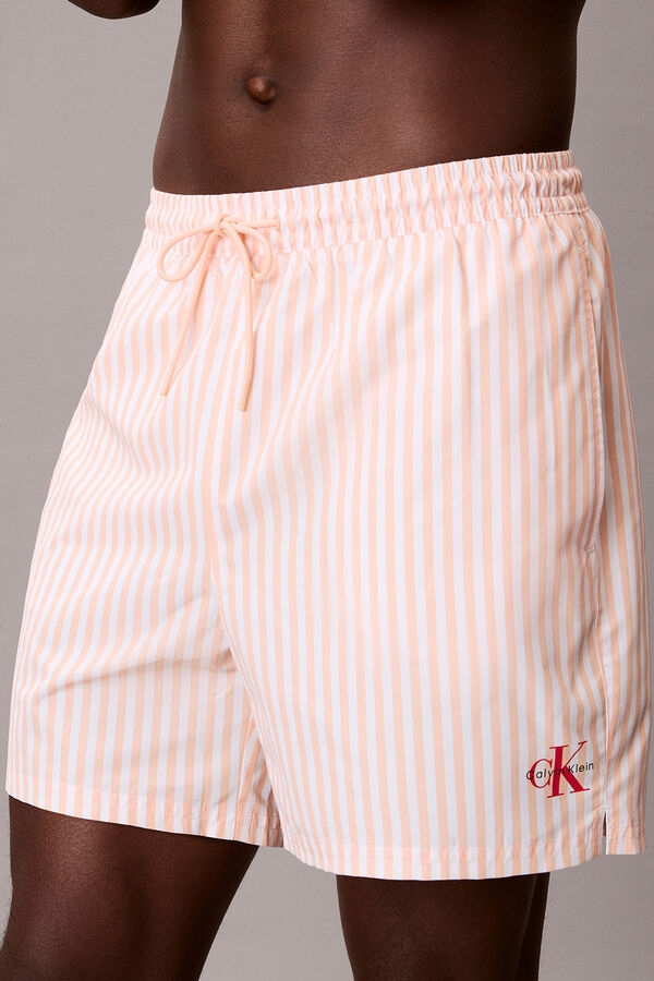 Calvin Klein Striped drawstring mid-length swimwear brown